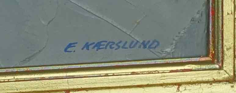 Erik Kærslund: Ölgemälde Kerteminde Havn, Öl und Spachtel, signiert, 1981