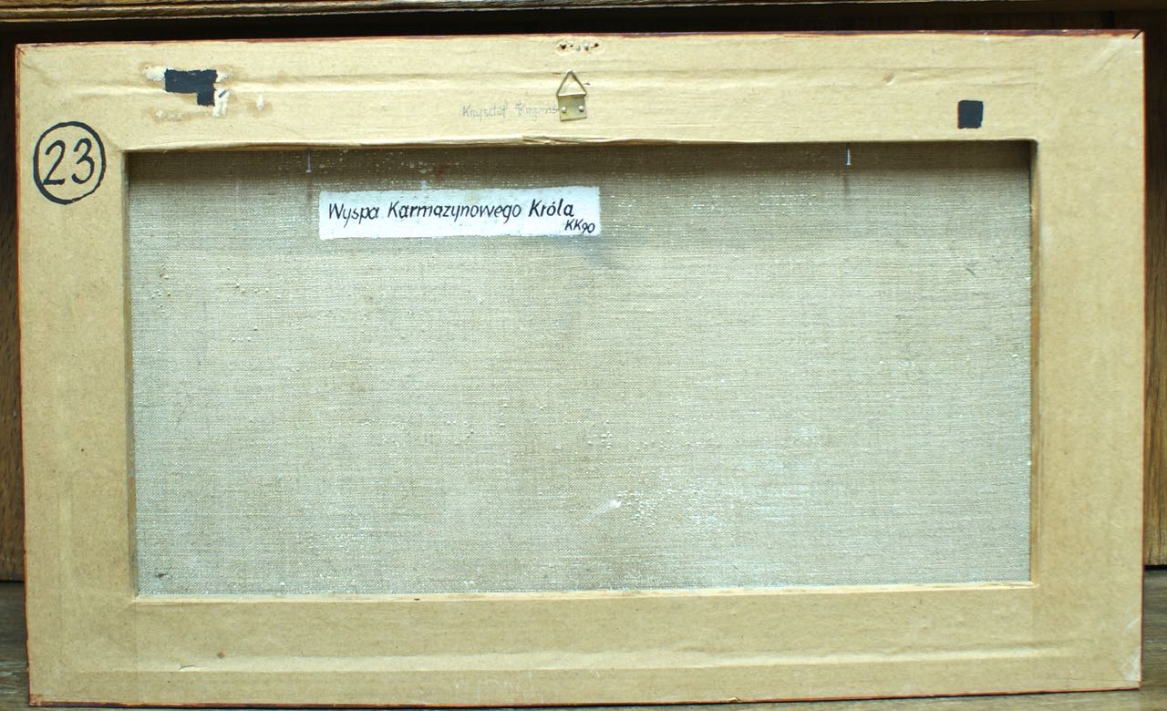 Krzysztof Krzywiński: Ölgemälde Wyspa Karmazynowego Króla, signiert datiert, 1990