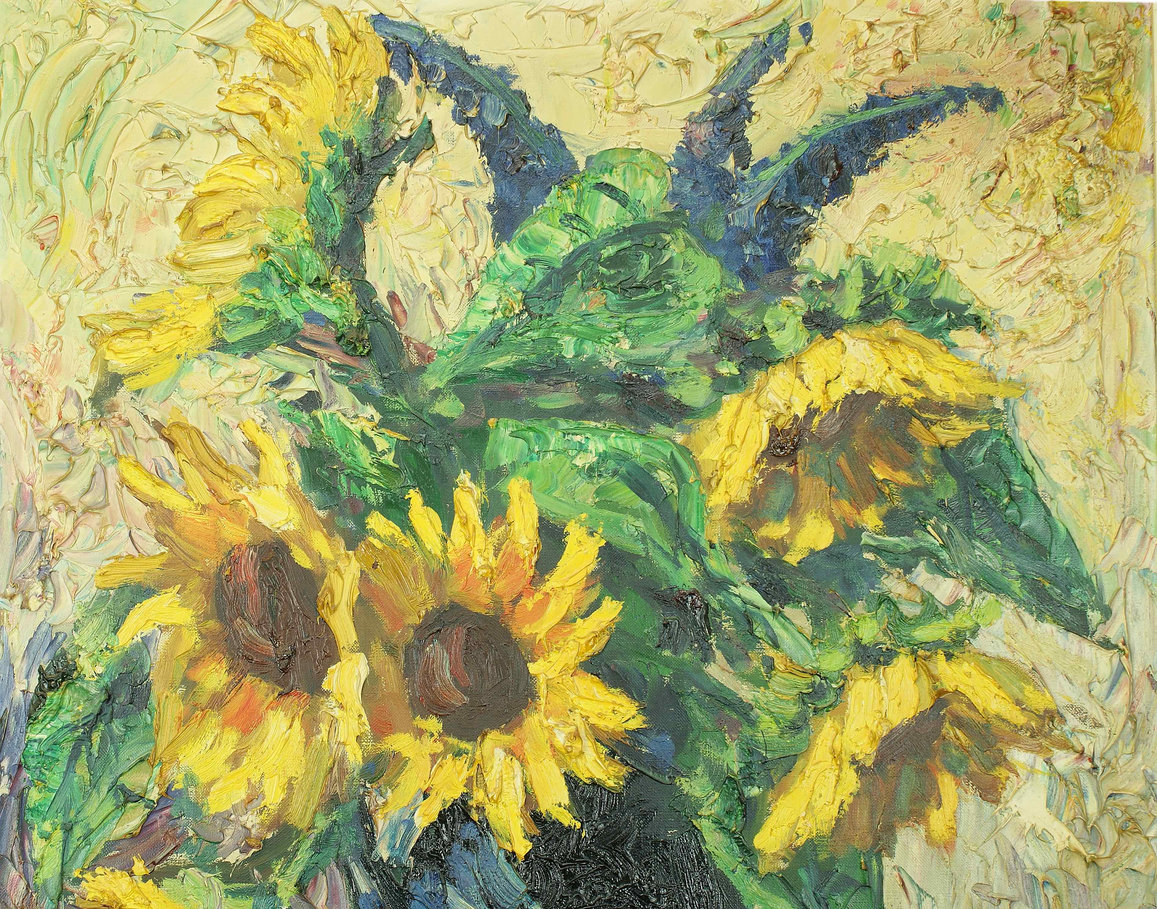Finn Andersen: Ölgemälde Sonnenblumen, signiert, Expressionismus, erste Hälfte 20. Jahrhundert