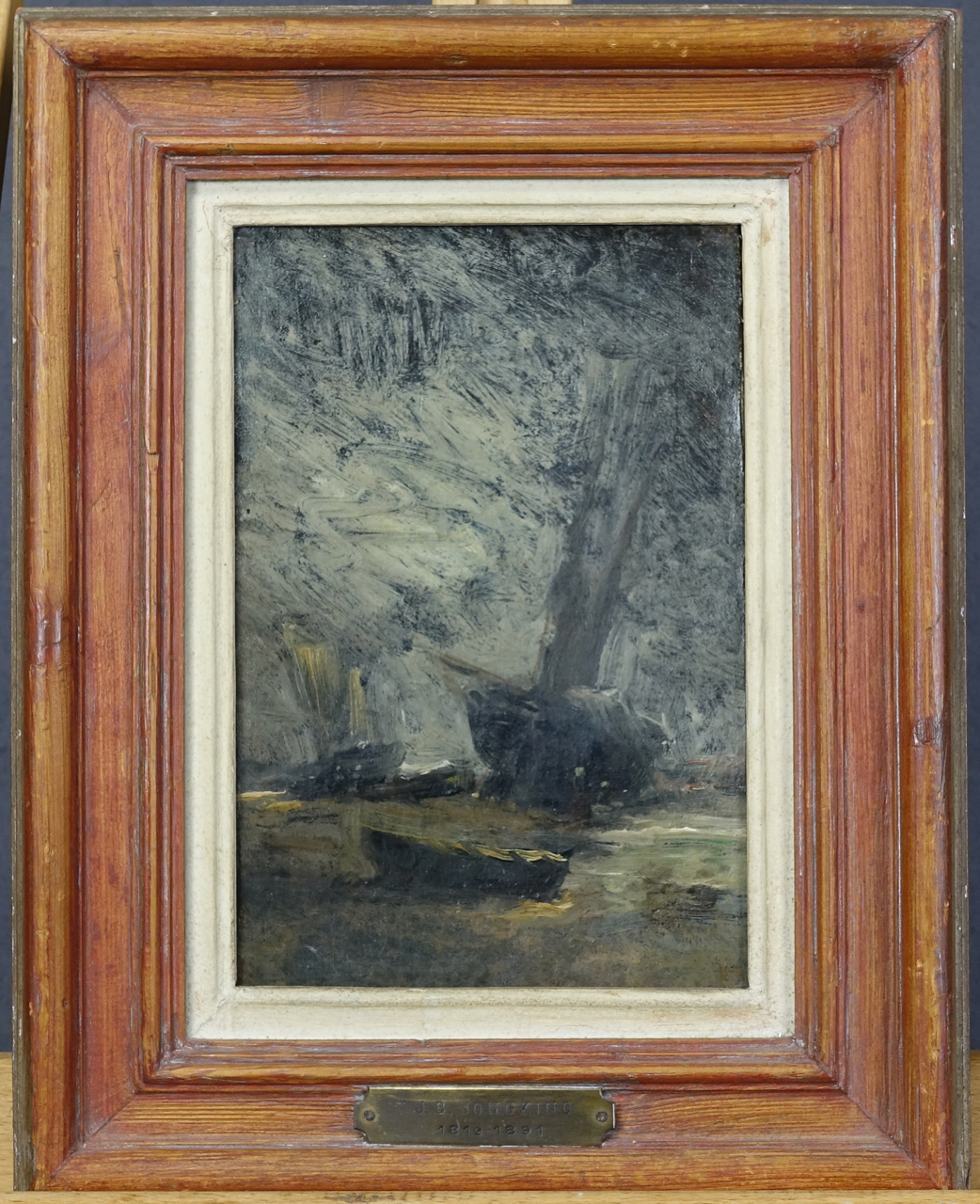 Johan Barthold Jongkind: Ölgemälde Kähne bei Dordrecht, zugeschrieben, Impressionismus, 19. Jahrhundert