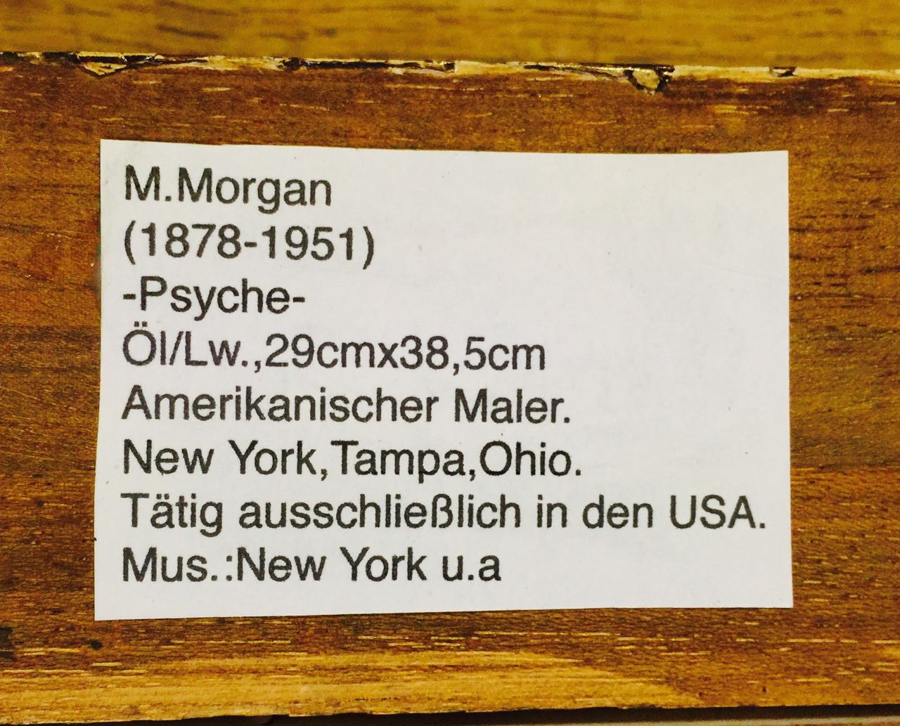 M. Morgan: Ölgemälde Stillleben Psyche im Schwenker, erste Hälfte 20. Jahrhundert