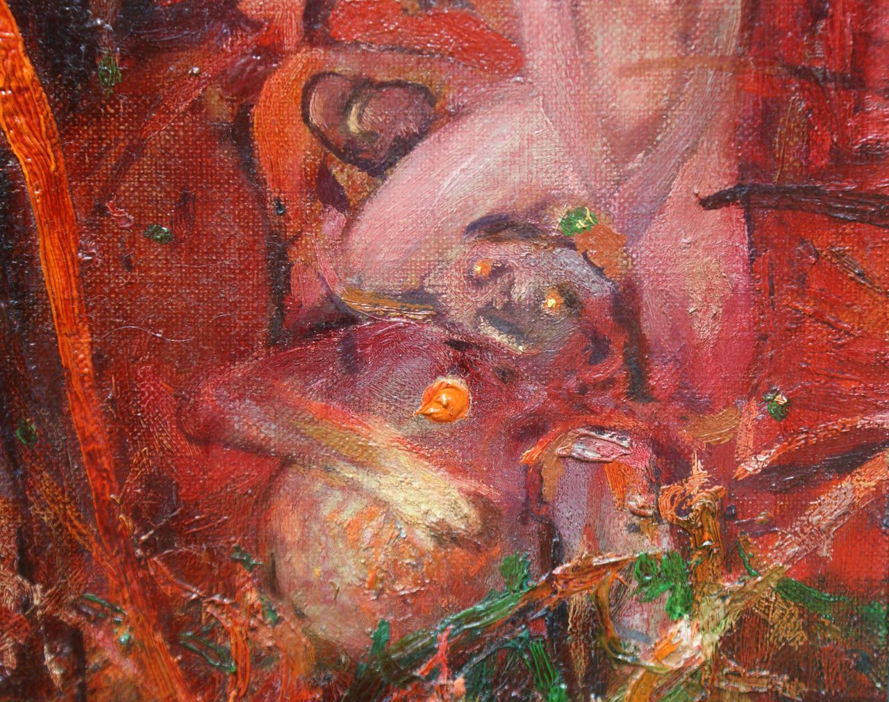 Krzysztof Krzywiński: Ölgemälde Wyspa Karmazynowego Króla, signiert datiert, 1990