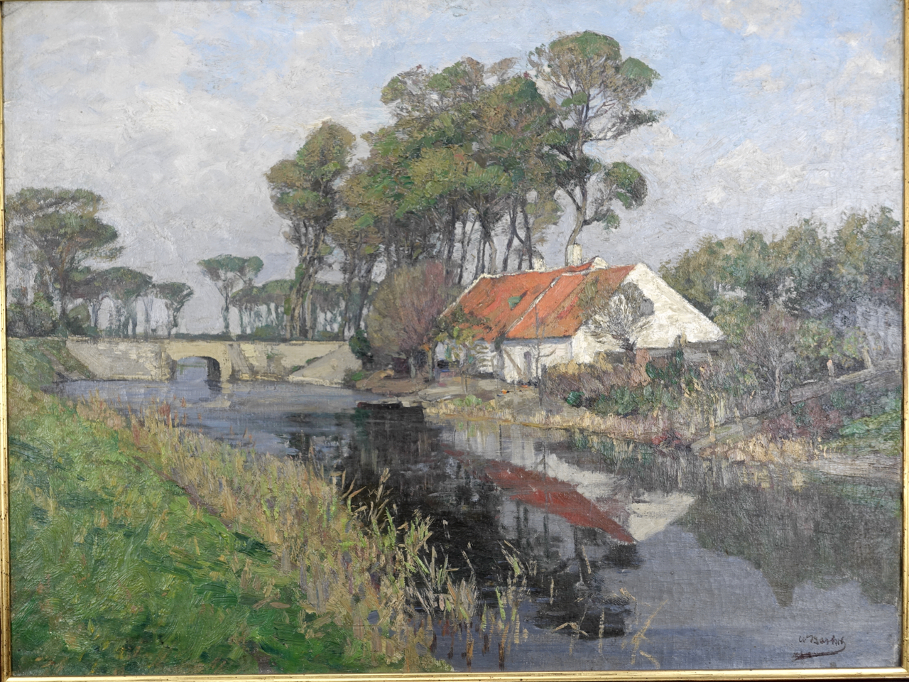Wilhelm Bartsch: Ölgemälde Provinzialische Landschaft, signiert, Worpswede, erste Hälfte 20. Jahrhundert