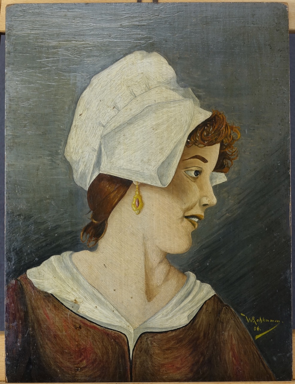 Wilm Rohkamm: Ölgemälde Bildnis einer jungen Frau, signiert datiert, 1906