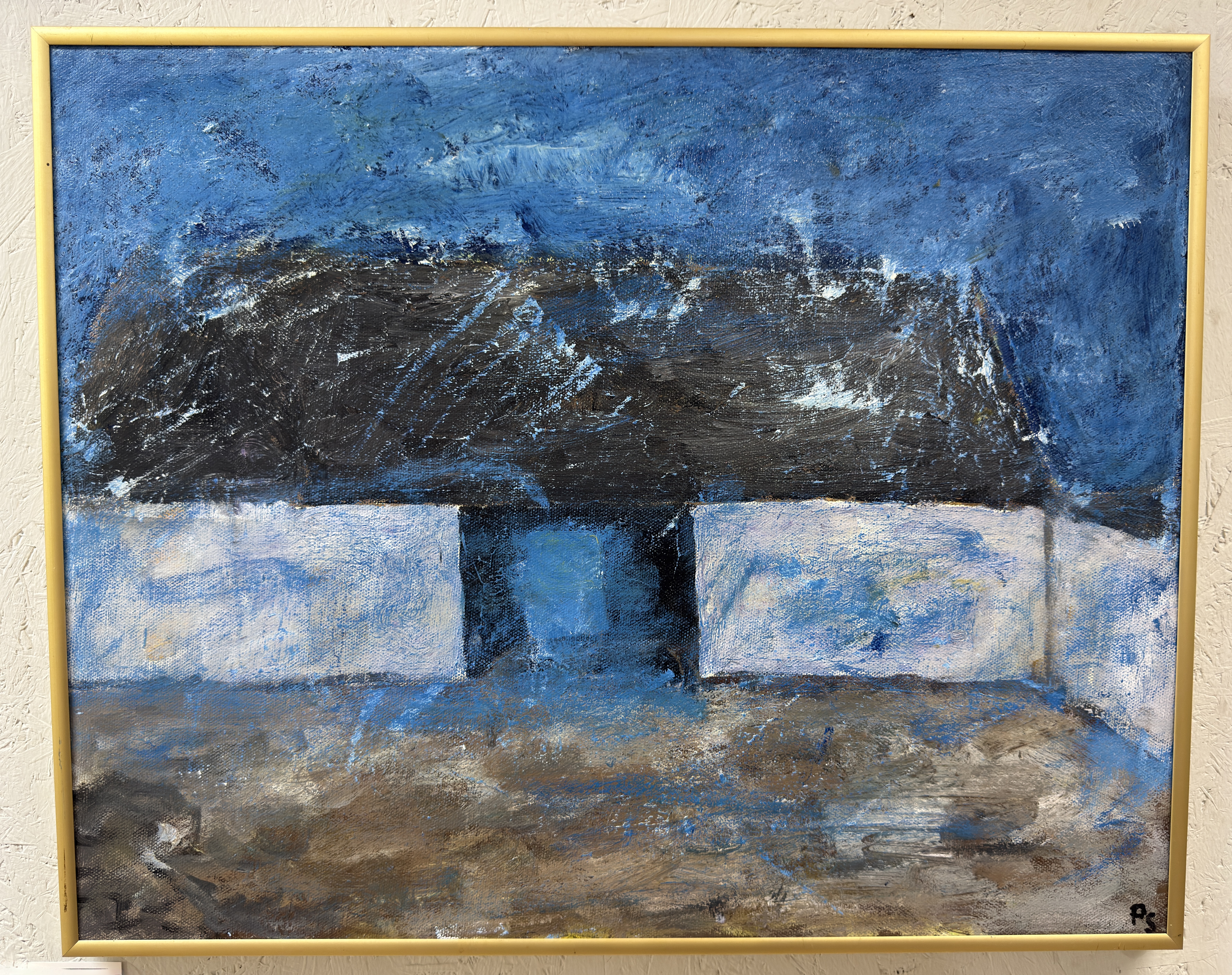 Preben Saxild (Dänemark, geb. 1946) „Det blå dør“ (Die blaue Tür)-Ölgemälde