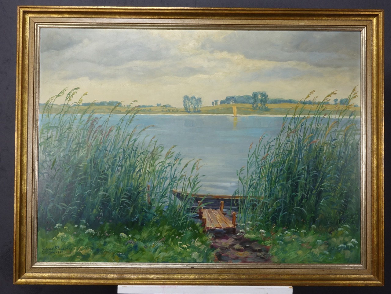 Guido Maschke: Ölgemälde Blick über den Schaalsee, signiert, erste Hälfte 20. Jahrhundert
