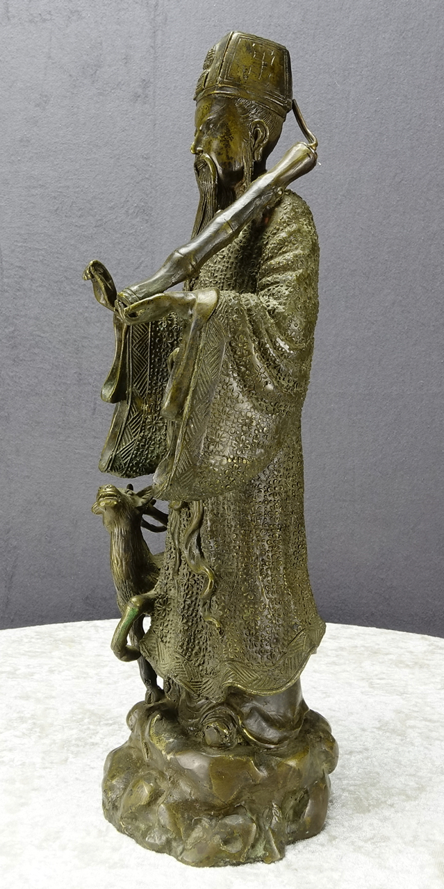 Bronze-Skulptur Chinesischer Würdenträger, gegossen, 19. Jahrhundert