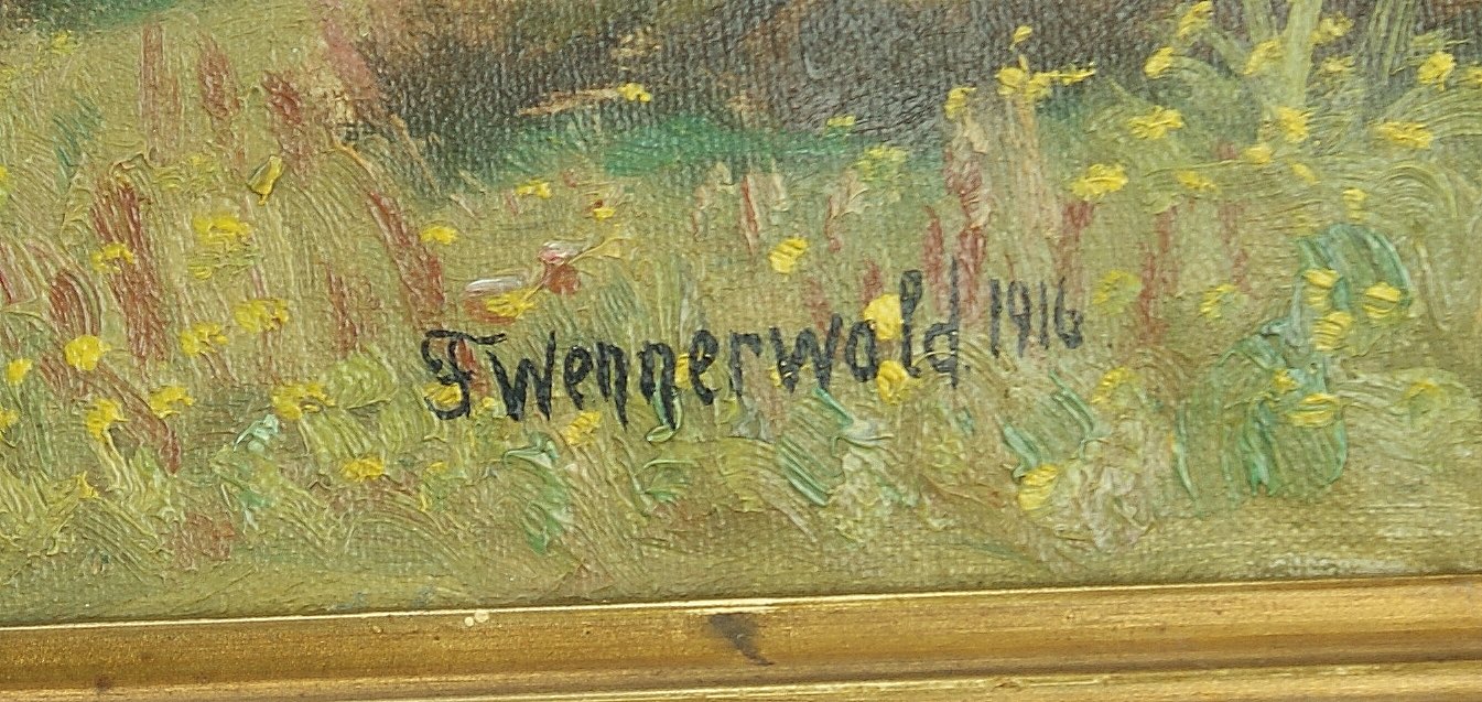 Finn Wennerwald Danish: Ölgemälde Heidelandschaft, signiert datiert 1916