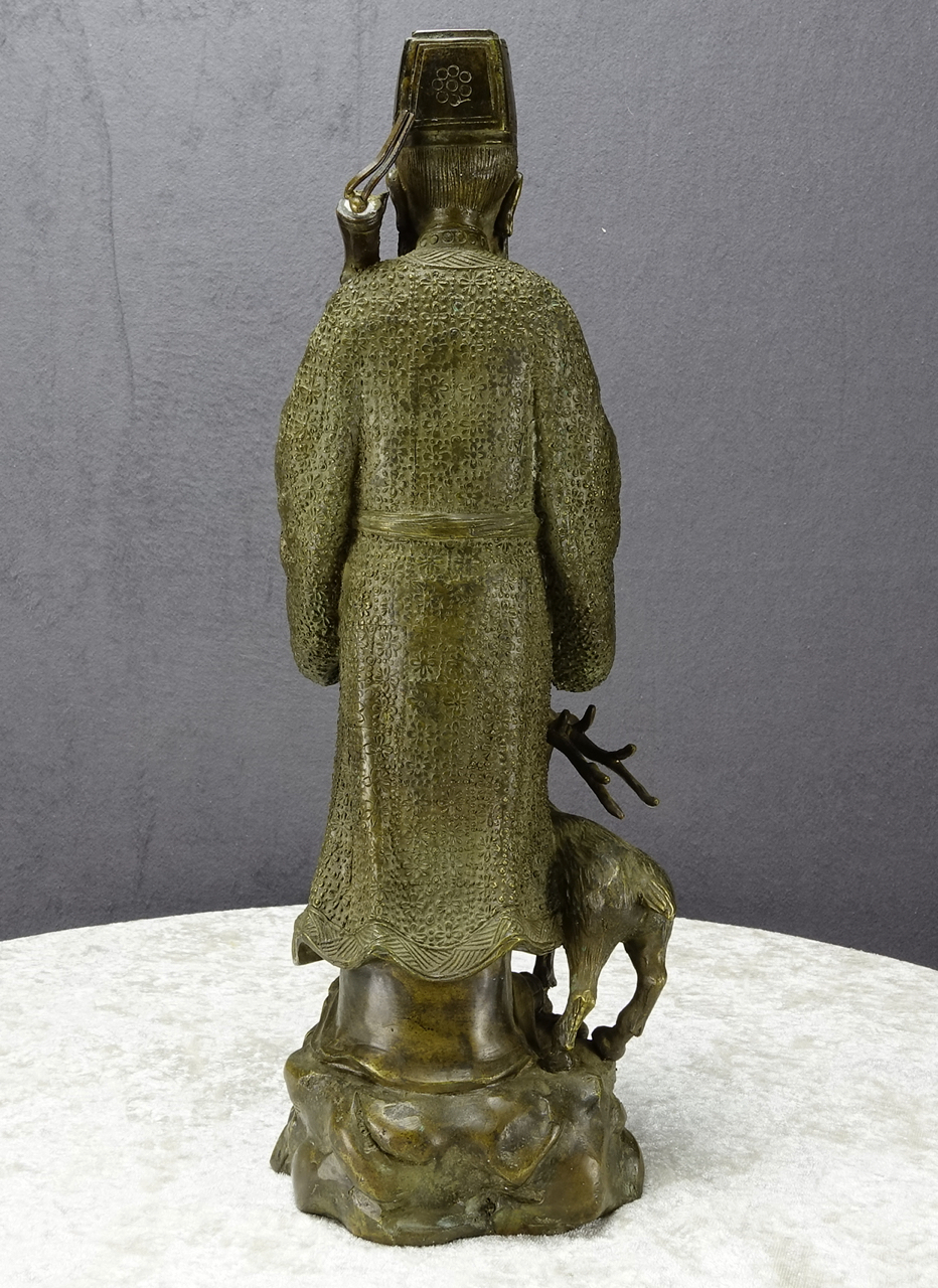 Bronze-Skulptur Chinesischer Würdenträger, gegossen, 19. Jahrhundert
