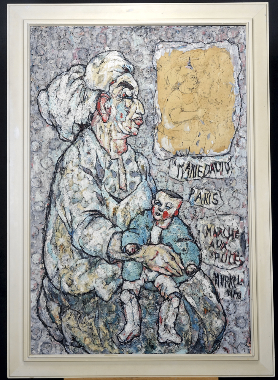 Charlotte „Murkel" Schuberth: Ölgemälde Marie David, Marché aux Puces, signiert datiert, Paris 1971/73