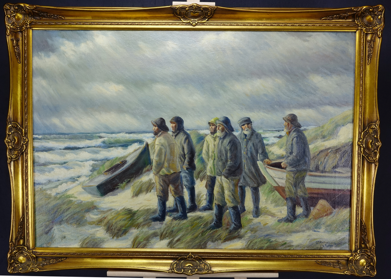 Emil Janus Weinreich: Ölgemälde Die Fischer von Skagen, signiert, erste Hälfte 20. Jahrhundert