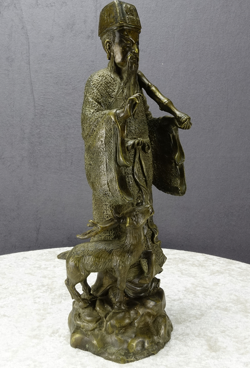 Bronze-Skulptur Chinesischer Würdenträger, gegossen, 19. Jahrhundert
