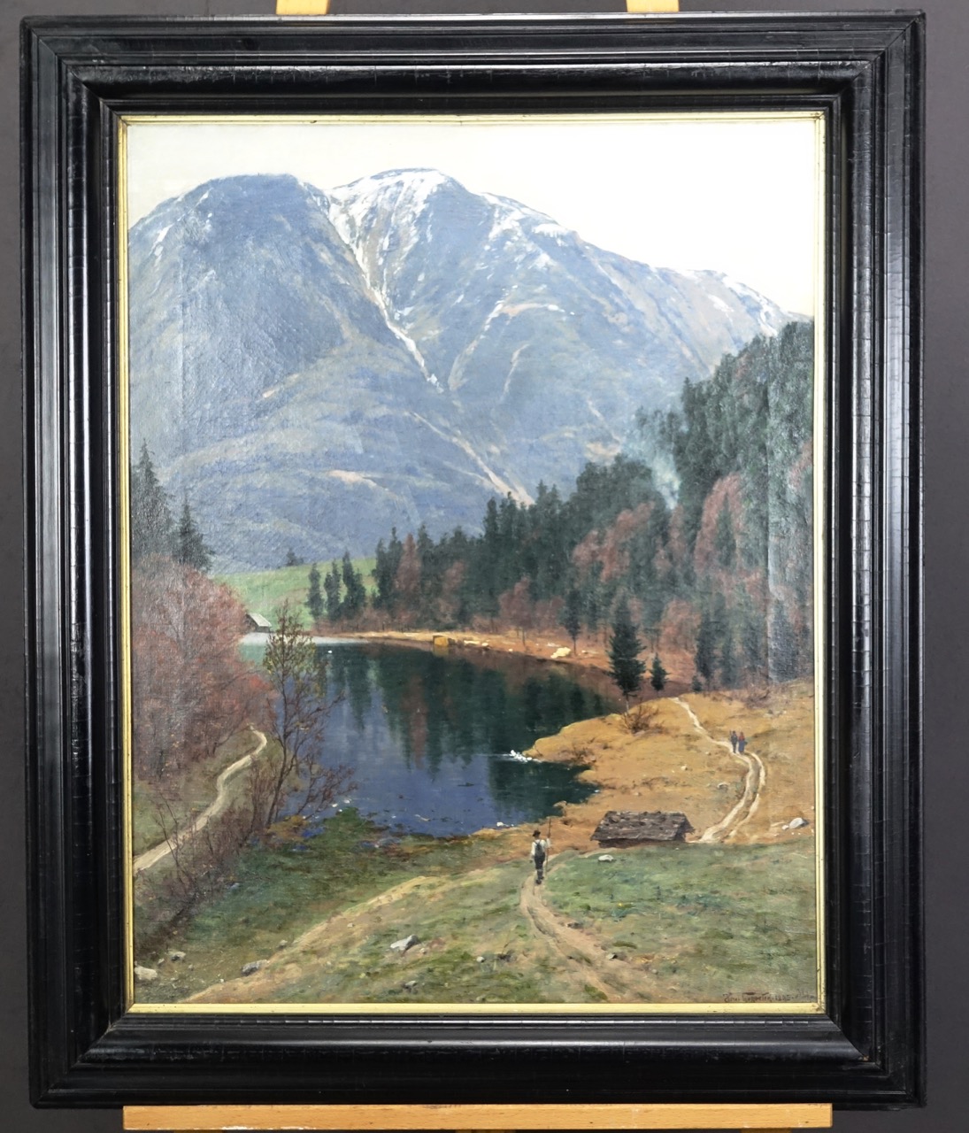Heinrich Gogarten: Ölgemälde Partie am Riessersee bei Garmisch-Partenkirchen, signiert datiert, Düsseldorfer Schule, 1895