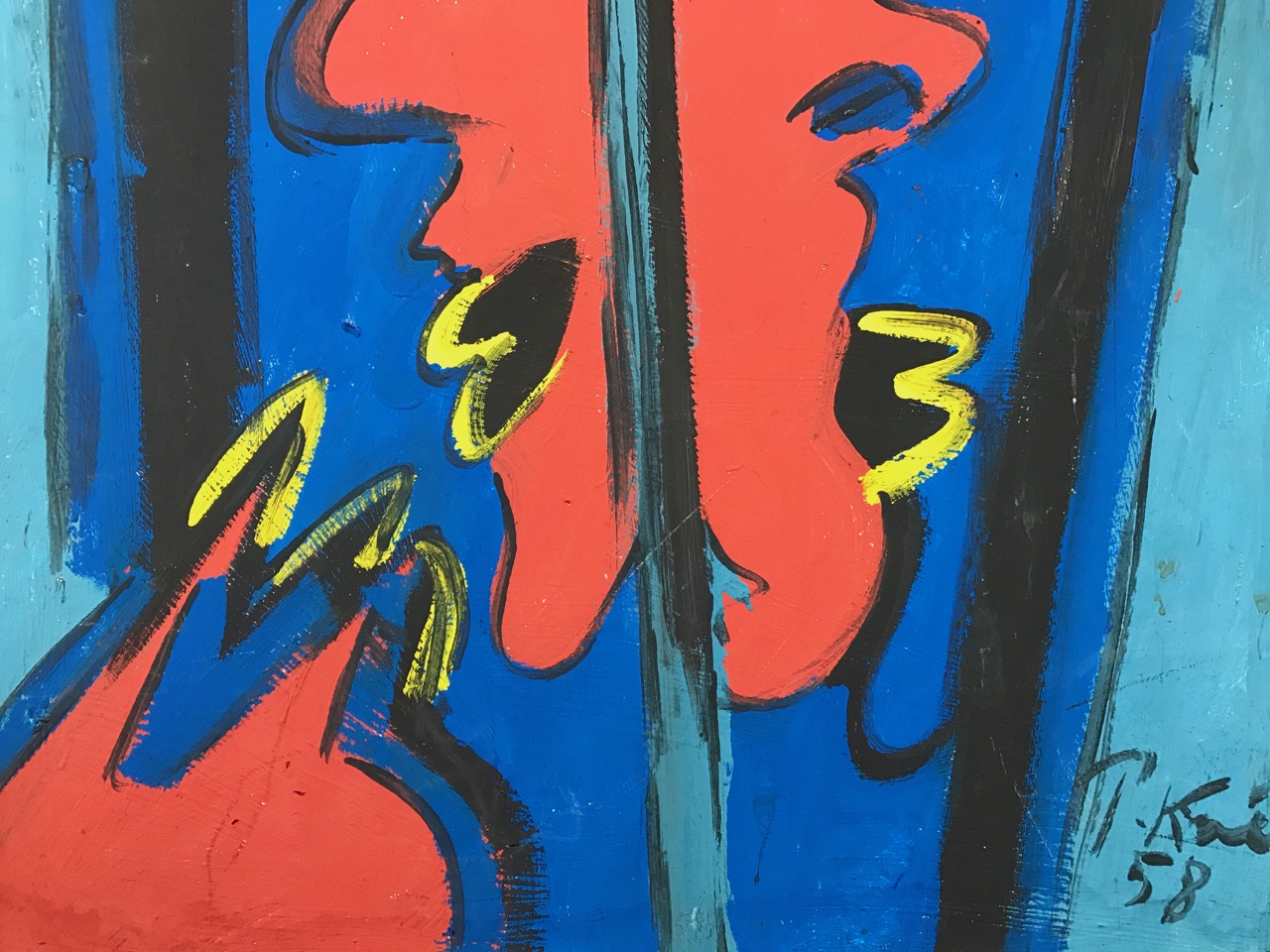 Peter Robert Keil: Ölgemälde Doppelportrait, signiert datiert, Expressionismus, 1958