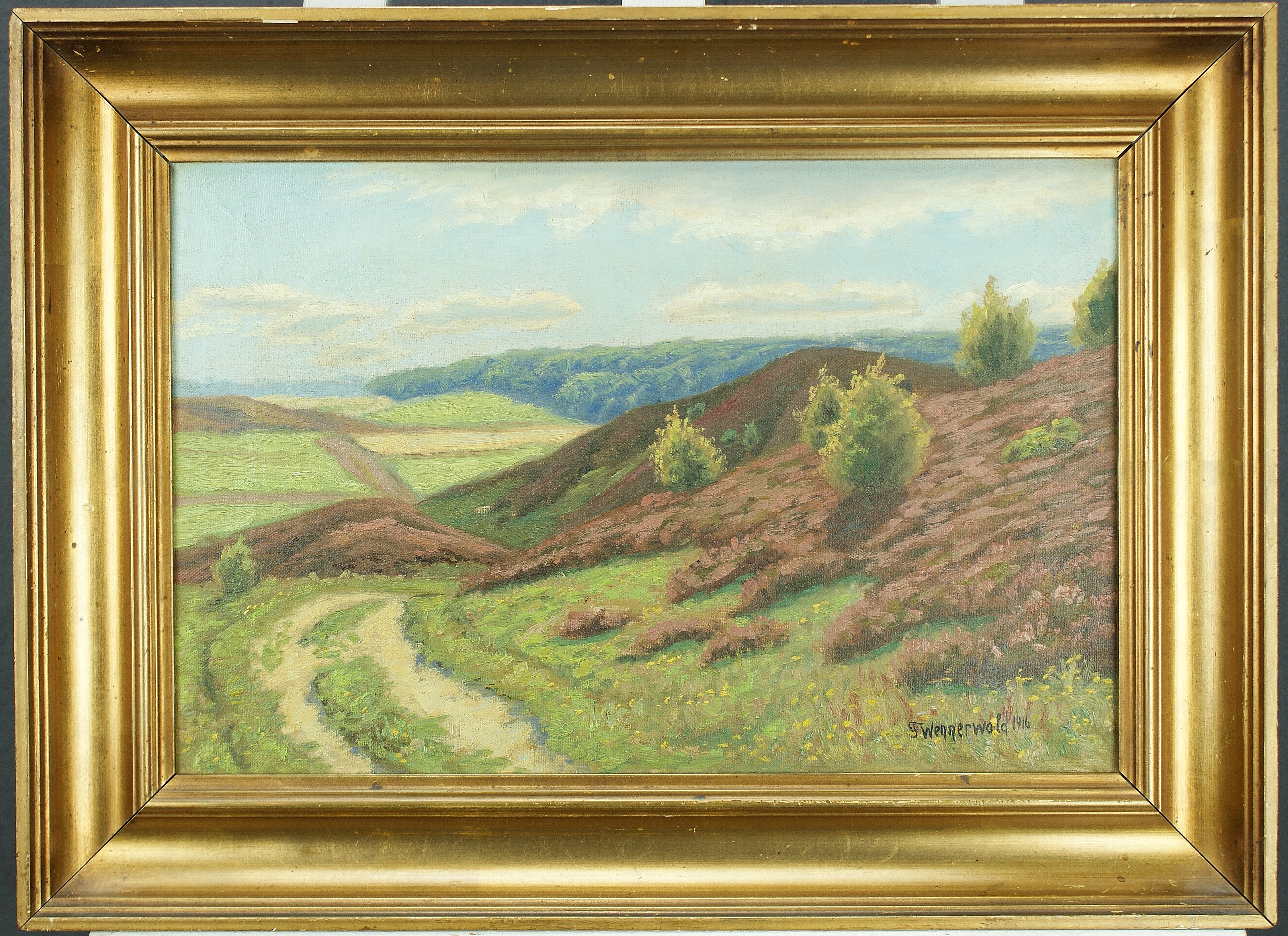 Finn Wennerwald Danish: Ölgemälde Heidelandschaft, signiert datiert 1916