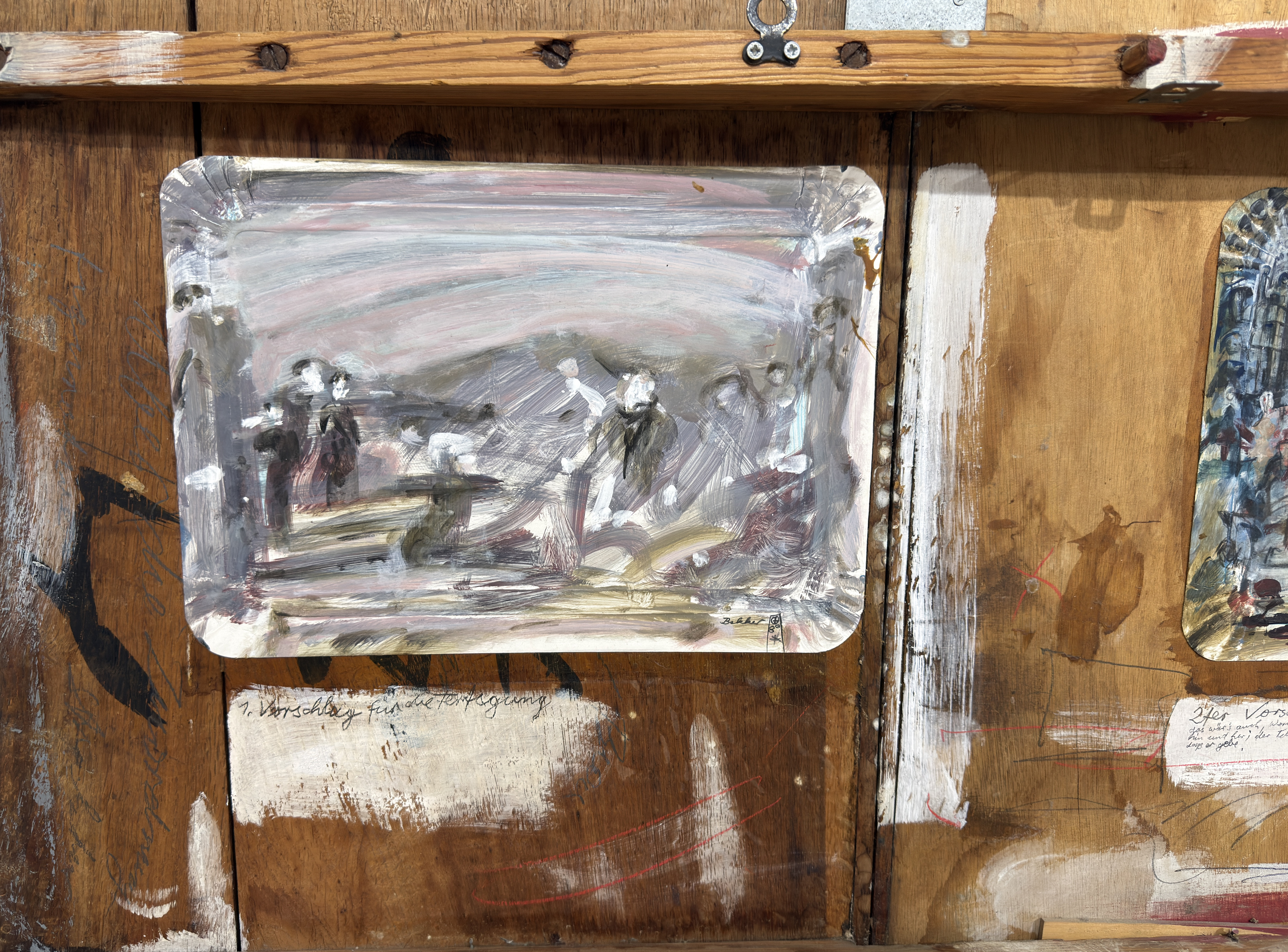 Gerrit M.Bekker(1943-2025)-Ankündigung der Tafel-Triptychons auf Tischplatte-Hauptwerk