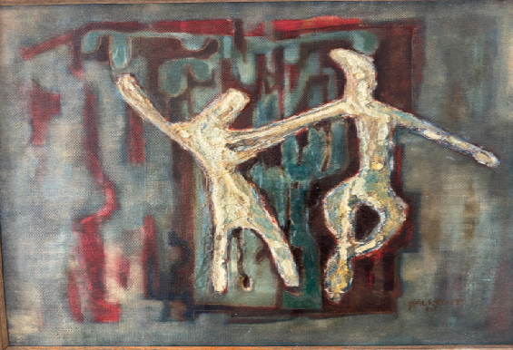 Hans Paukstadt: Ölgemälde Tanzendes Paar, signiert, 1964