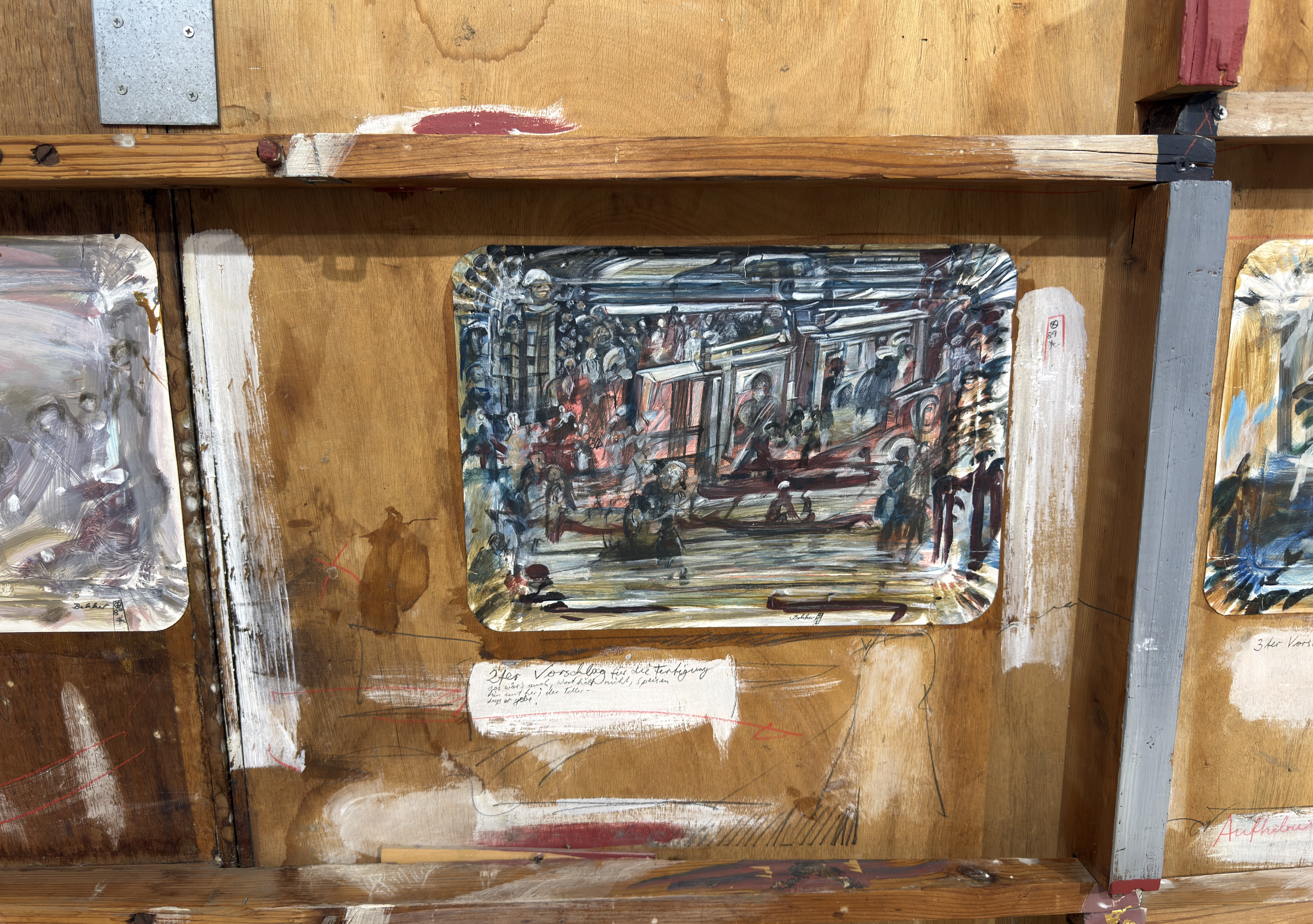 Gerrit M.Bekker(1943-2025)-Ankündigung der Tafel-Triptychons auf Tischplatte-Hauptwerk