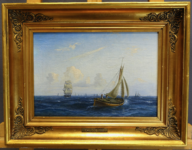 Carl Julius Emil Olsen: Ölgemälde Segler auf hoher See, 19. Jahrhundert