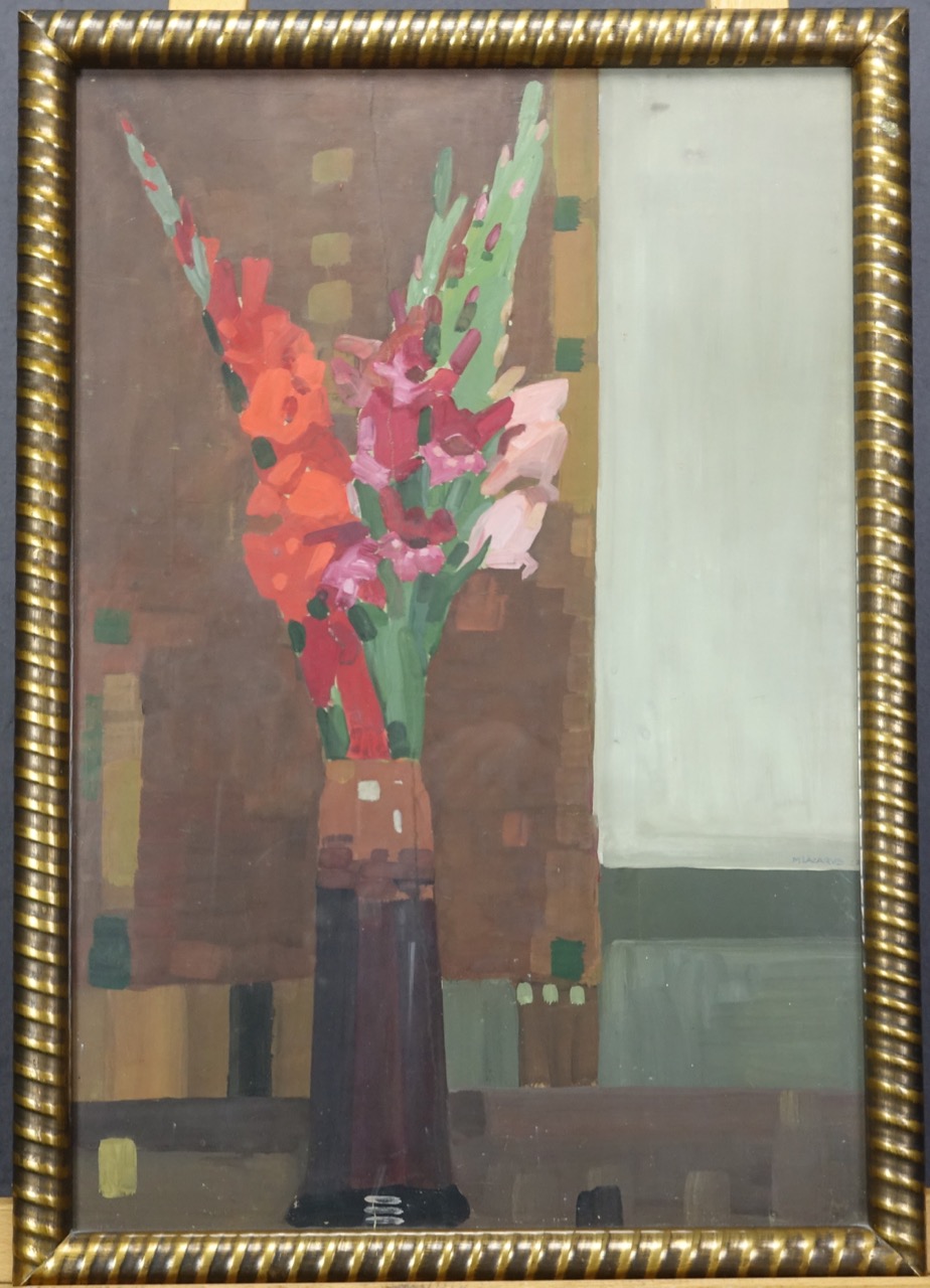Max Lion Lazarus: Gouache Blumenstillleben, bezeichnet, Expressionismus, 1922