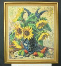 FINN ANDERSEN (1909-1987) EXPRESSIONIST-SONNENBLUMEN-ÖL A.LEINW./SIGN. 