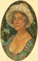 ALEXEJ (ALEXANDER)VON ASSAULENKO (1913-1989)-DAME IM SOMMERKLEID-(KATHARINA),ÖL SIGNIERT DATIERT 