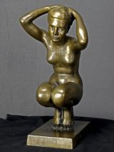 THEODOR EICHLER(1868-1946)-ÄSTHETISCHER WEIBLICHER JUGENDSTIL AKT-BRONZE-29,3 KG! 