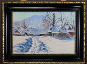 MAX (MAKS)HANEMAN(1882-1941) -WINTER IN ZAKOPANE-ÖL/HARTFASER SIGNIERT 