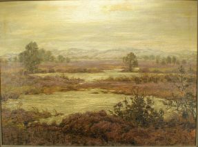 HEINRICH PETERSEN(SCHLESWIG 1881-1958 KIEL)-BLICK AUF HEIDE-ÖLGEMÄLDE 