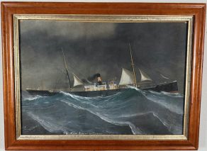 S.S. Mary Anninc of Cardiff-GOUACHE-SIGNIERT,DATIERT 1891 