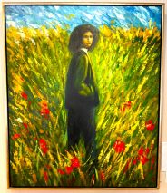 HANS BLOM-JÜNGLING IM BLUMENFELD-ÖL/LEINWAND/SIGNIERT 