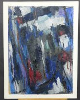 WALTER LOTHAR BRENDEL (1923-2013)-IMPRESSION IN BLAU-1959 /ÖL/LEINW.